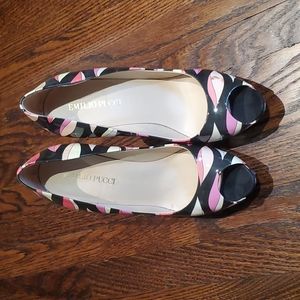 Authentic Emilio Pucci Patent Leather Open-Toe Heels